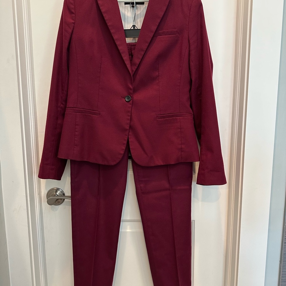 Banana Republic Ryan Burgundy Wool Blend Pant Suit Blazer+Trousers Set Tailored